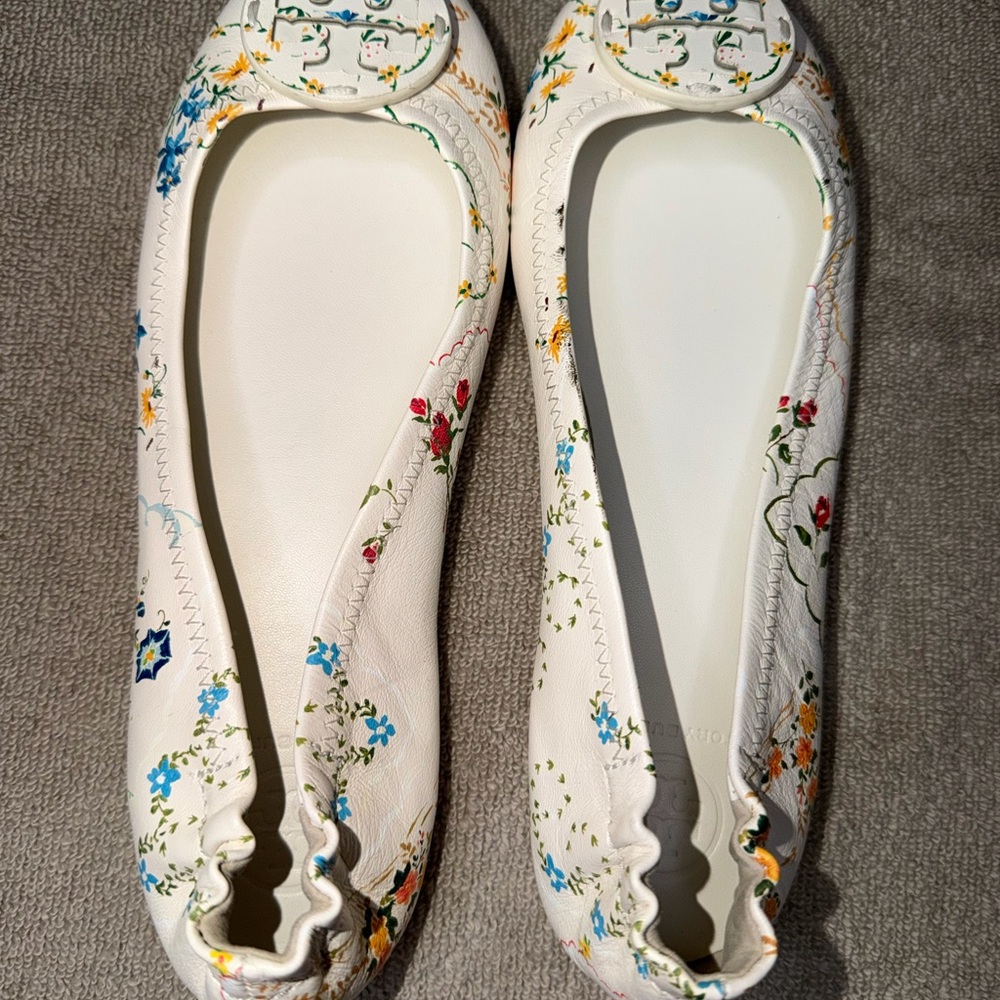Tory Burch Women's Floral Flats - White Multicolor - Picture 9 of 9